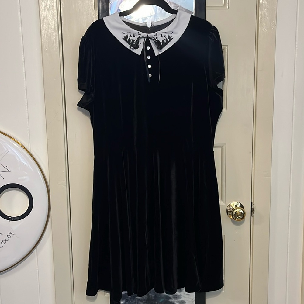 Hell Bunny Size 3X Black Velvet dress Graveyard mini dress